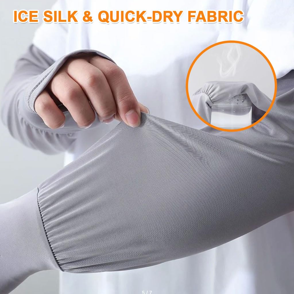GUSTAVE Arm Sleeves for Men with Ice Silk Quick-Dry Fabric and Fashion Embroidery | 4 Pairs