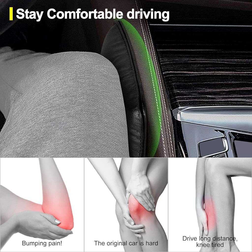 STHIRA Leather Car Knee Cushion Pad for Console and Door | 4pcs 7.08×3.15×1.10 in Self Adhesive Design