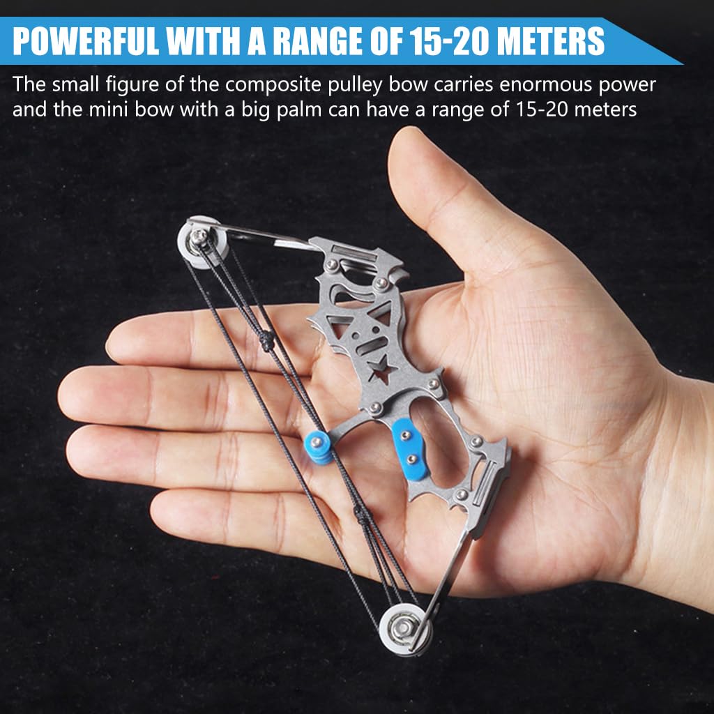 Optifit® Bow & Arrow Toy for Kids Adults with 12 Mini Arrows & Target Paper, Mini Bow Toy for Target Shooting Games Gear, Stainless Steel Pocket Archery Toy Aiming Practice Toy Dart Toy