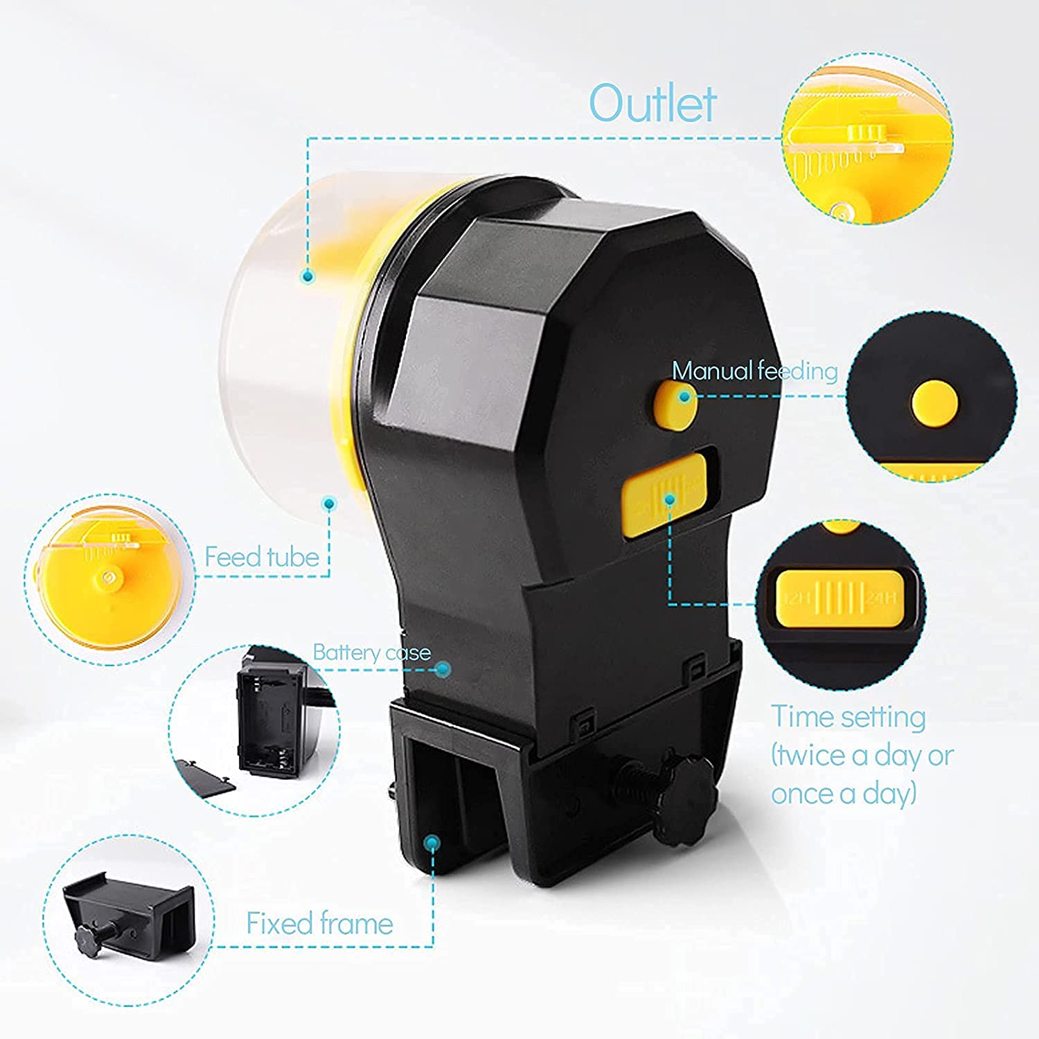 Qpets Automatic Aquarium Fish Feeder for Vacation Feeding with Dual Feed Boxes and Timer