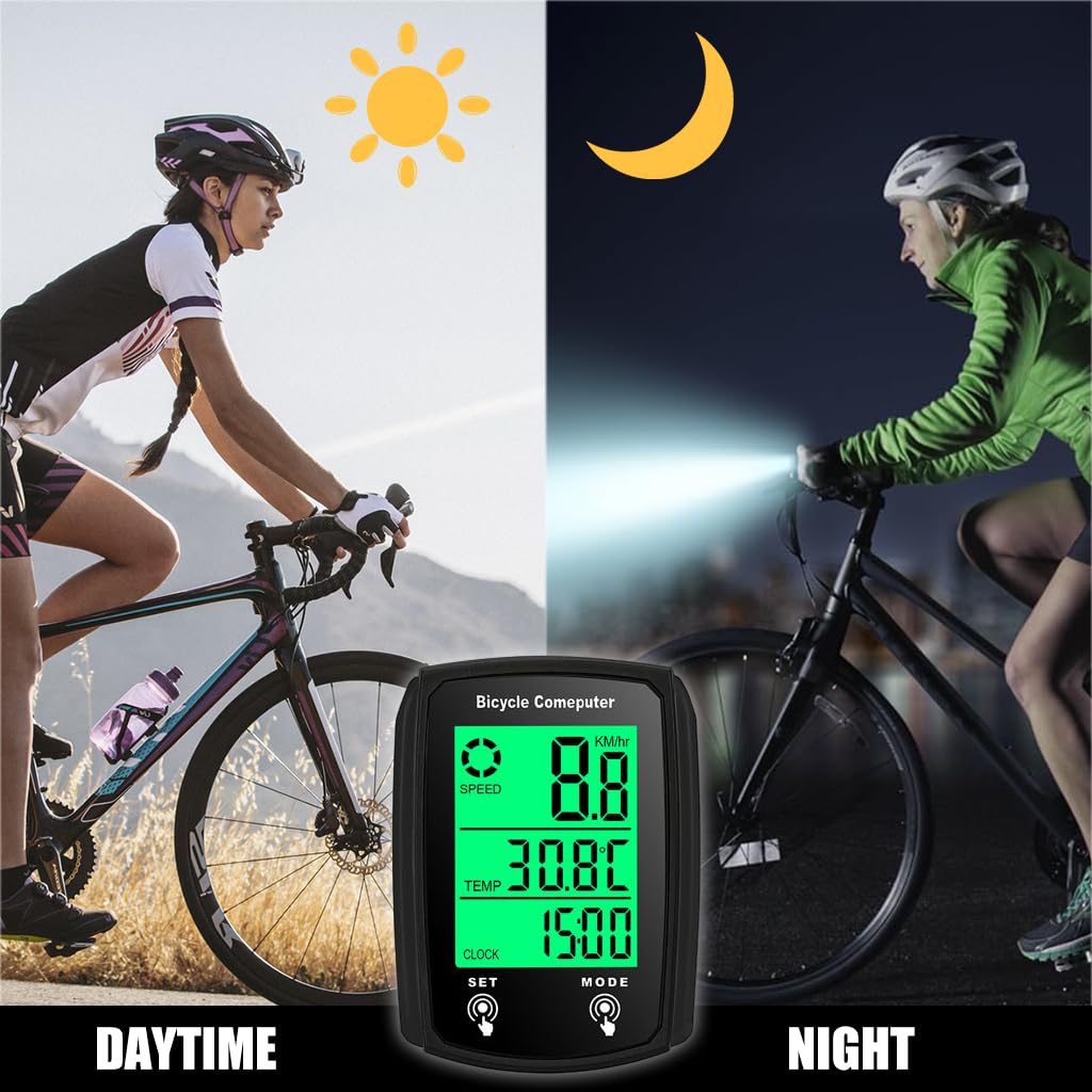 Proberos® Bike Computer and Bicycle Odometer Wired KM/H Bike Speedometer with Automatic Wake-Up Cycling Speed Tracker