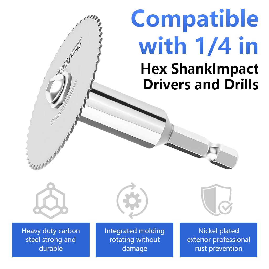 Serplex Rotary Drill Saw Blade Kit for Wood and Metal Cutting with 6 Mini Blades & Hex Shank