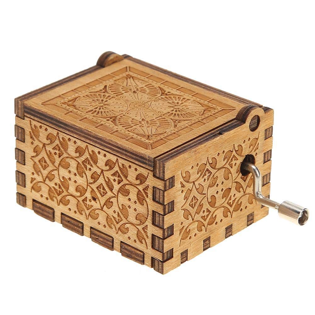 Powlance Wood Happy Birthday Music Box for Gift Giving with Wind‑Up Mechanism | Multicolour