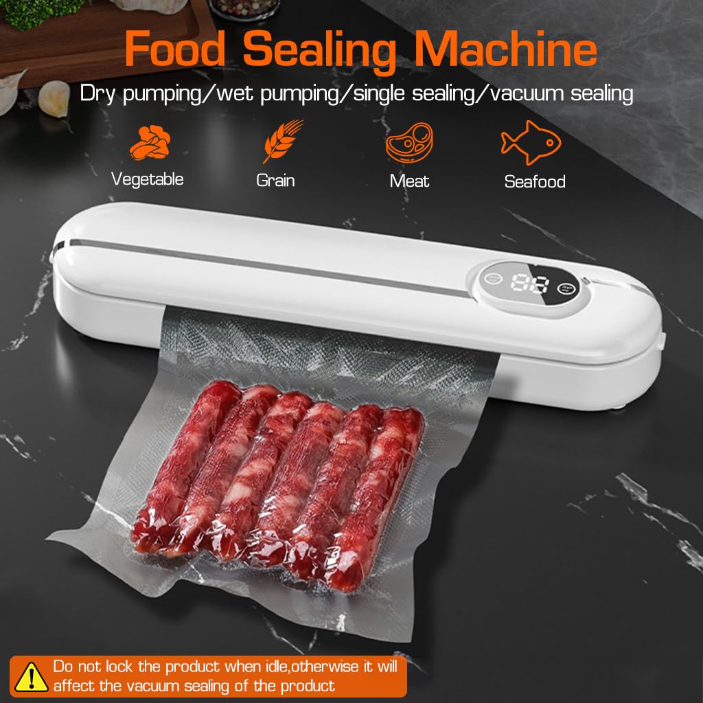 Supvox® Vacuum Sealer Machine Full Automatic Food Sealer Vacuum Sealer with 10 Vacuum Sealer Bags Rechargeable Vacuum Sealer Machine Dry & Moist Vacuum Sealer