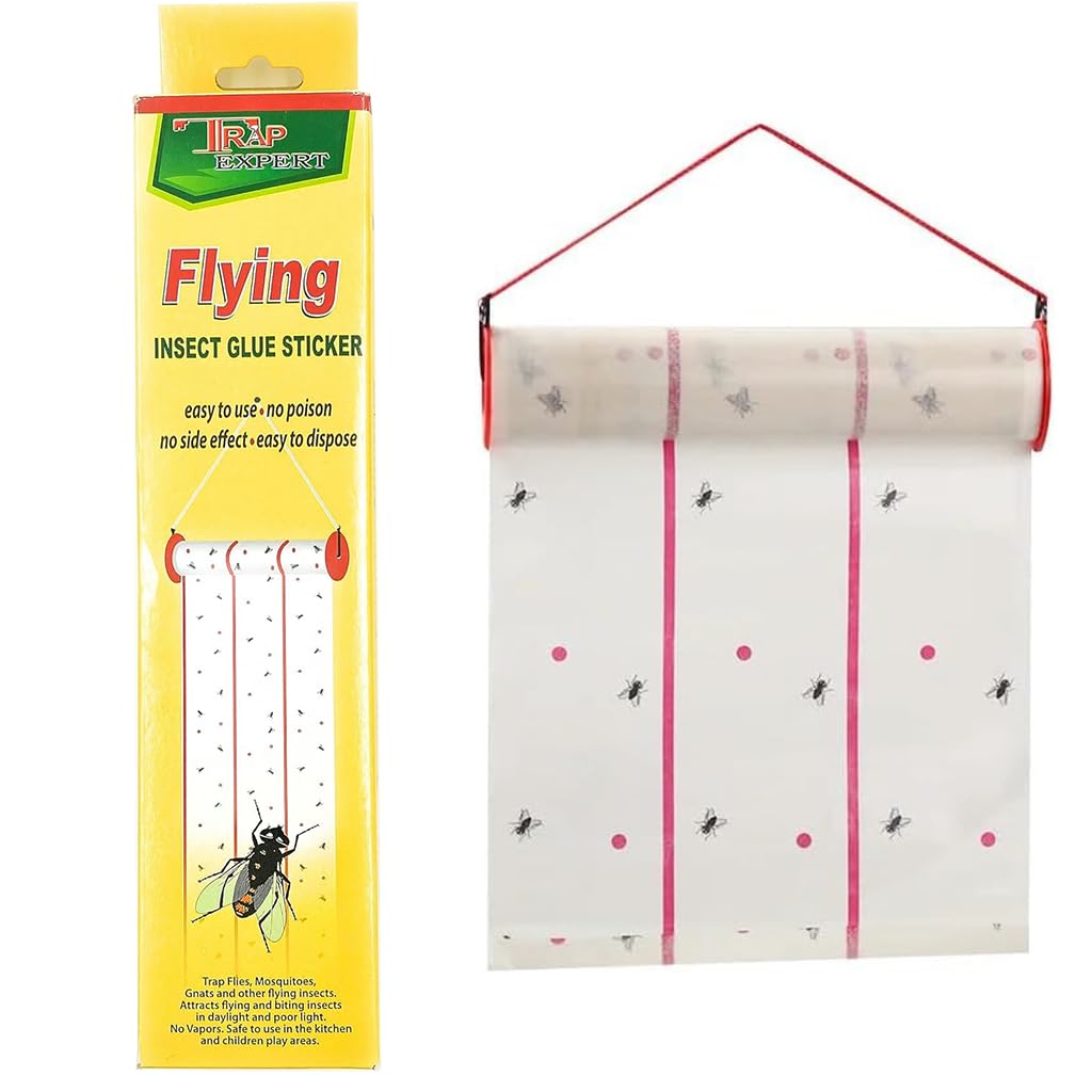 Supvox Fly Trap Kit for Garden and Indoor Use with 4m Sticky Roll | Non-Toxic Hangable Design