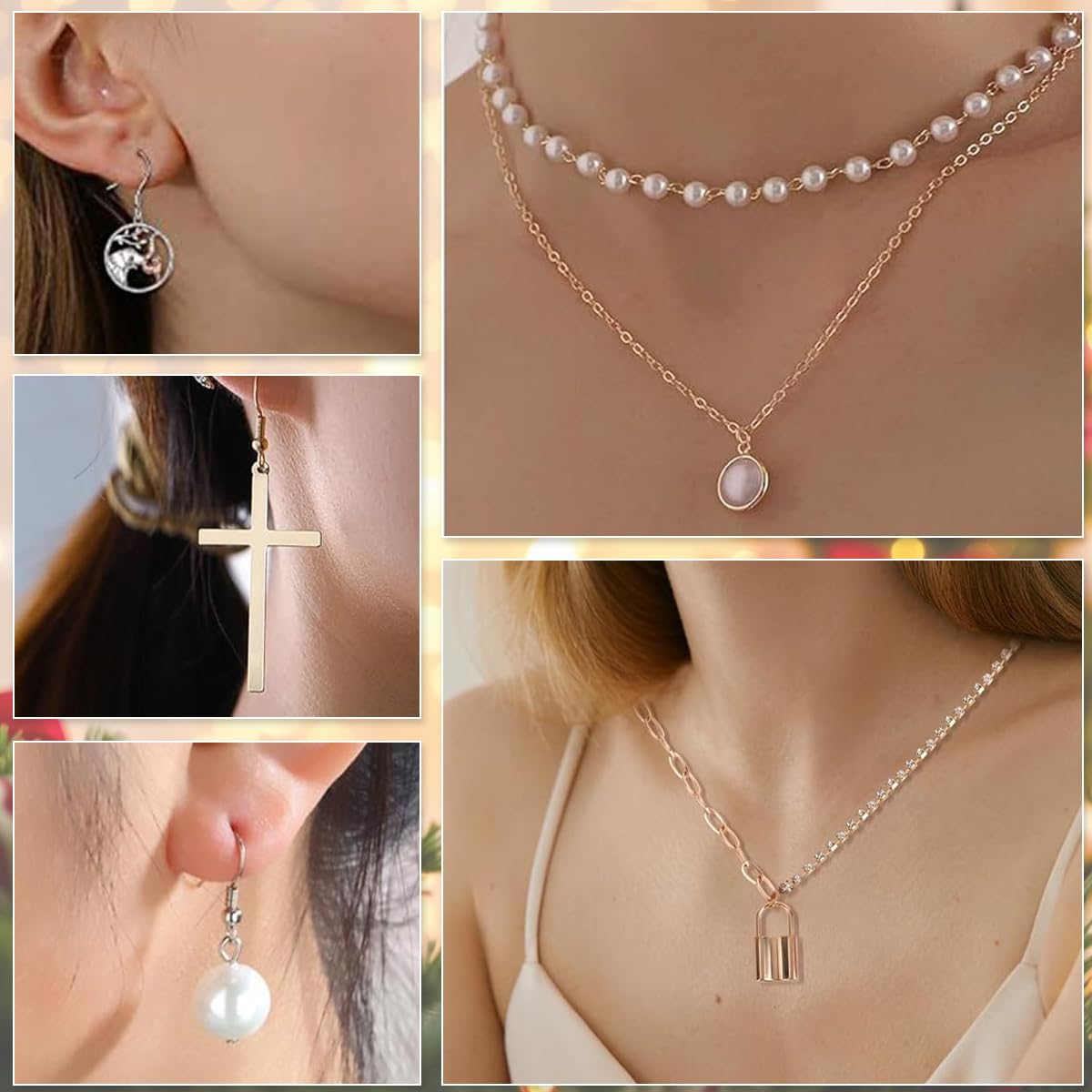 HASTHIP Christmas Gift Box 2025 Advent Calendar with 24Pcs Jewelry | Zinc Alloy Gold and Silver Set for Women and Girls