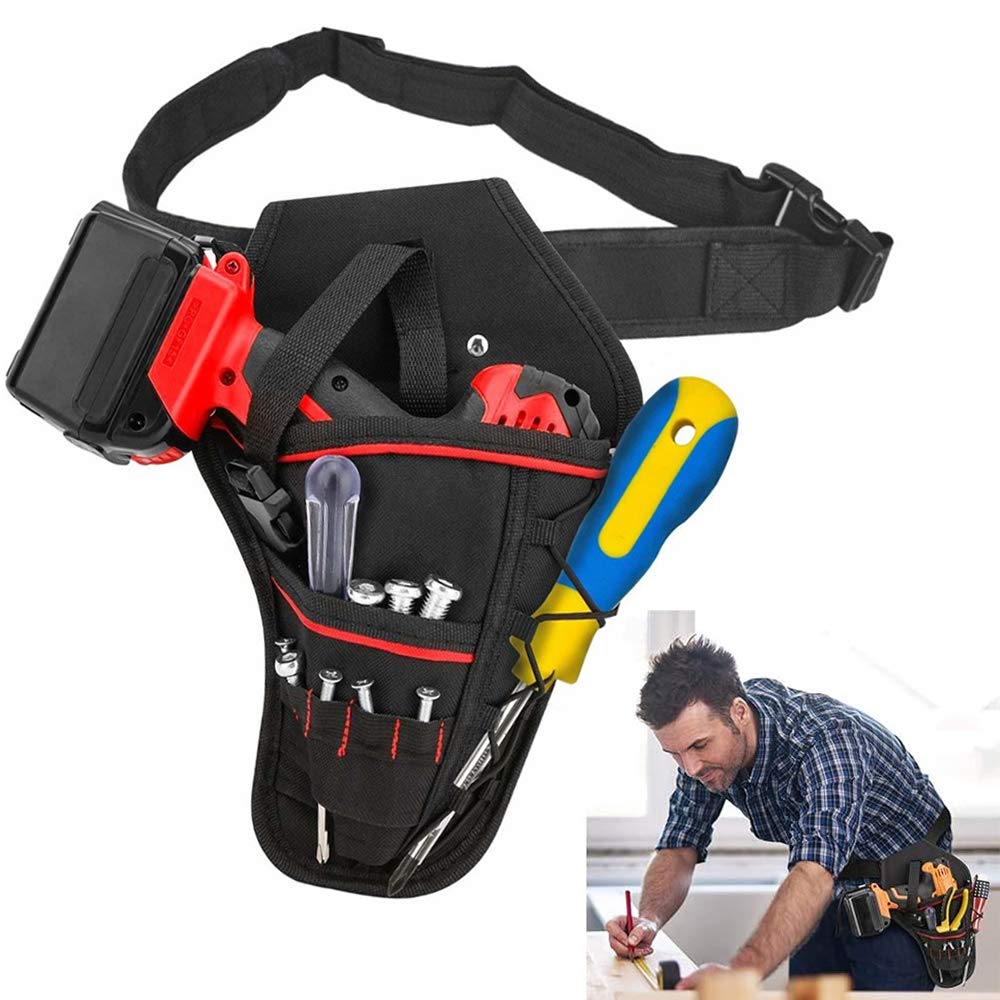 ZIBUYU Hardware Tool Bag for Electrician, Oxford Cloth Tools Storage Pouch Holder Belt Waist Bags, Multi-Pocket Organiser with Adjustable Belt for Wrench Hammer Screwdriver T Handle Drills