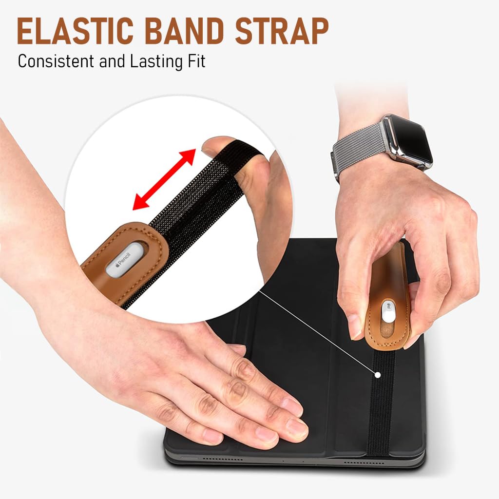 ZORBES Apple Pencil Cover for 1st and 2nd Gen featuring Elastic Band and PU Leather Sleeve