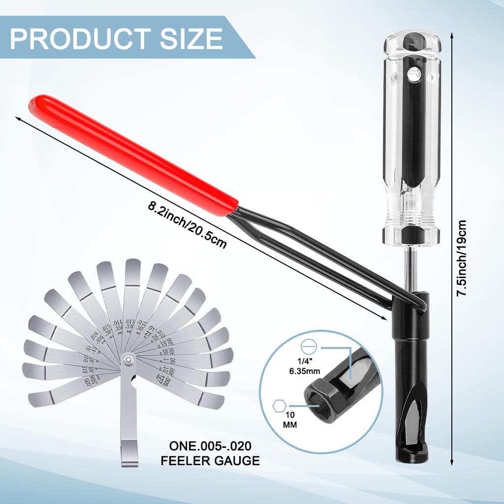STHIRA Valve Adjustment Tool for Automotive and Motorcycle Engines with Ergonomic Slotted Locknut Spanner and Stainless Steel Feeler Gauge