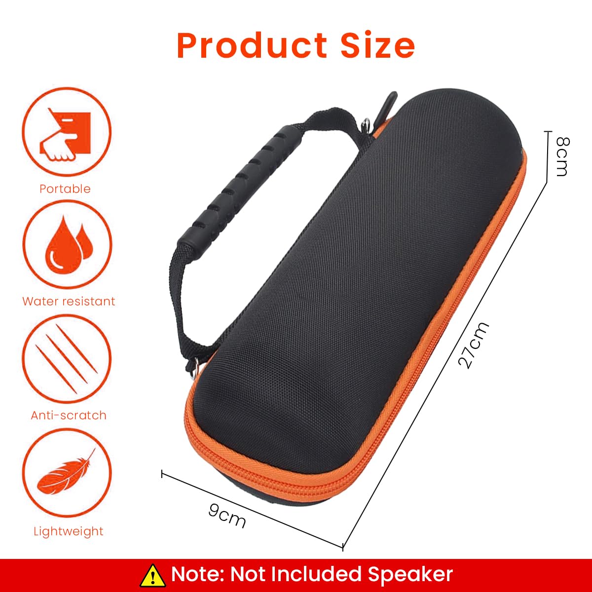 Verilux® Portable Carrying Hard Case Cover for JBL Flip 6, Carry Bag for JBL Flip 6 Anti-Scratch Carry Bag for JBL Flip 6 Bluetooth Speaker Portable Carabiner Hard Shell Case with Adjustable Strap & Carabiner