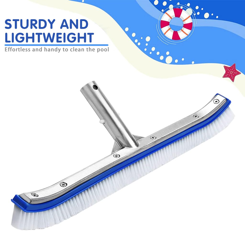 Proberos® Swimming Pool Cleaning Brush 5.24ft Assembly Long Handle Cleaning Brush Hard Bristles Cleaning Brush 17.3 Inches Wide Cleaning Brush for Pool, Floor, Wall & Tile