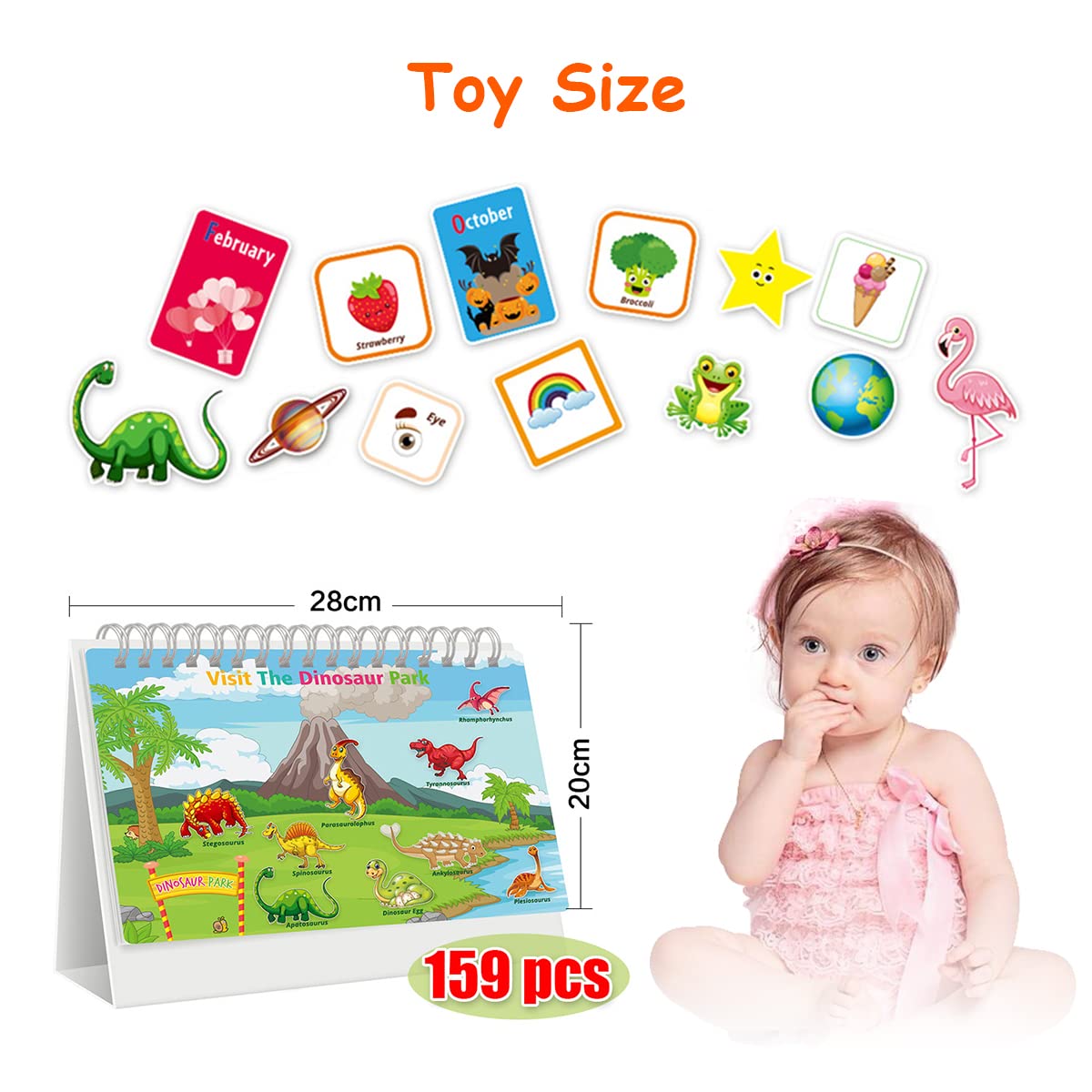 PATPAT Montessori Busy Book for Toddlers featuring 15 Learning Themes and Waterproof Pages