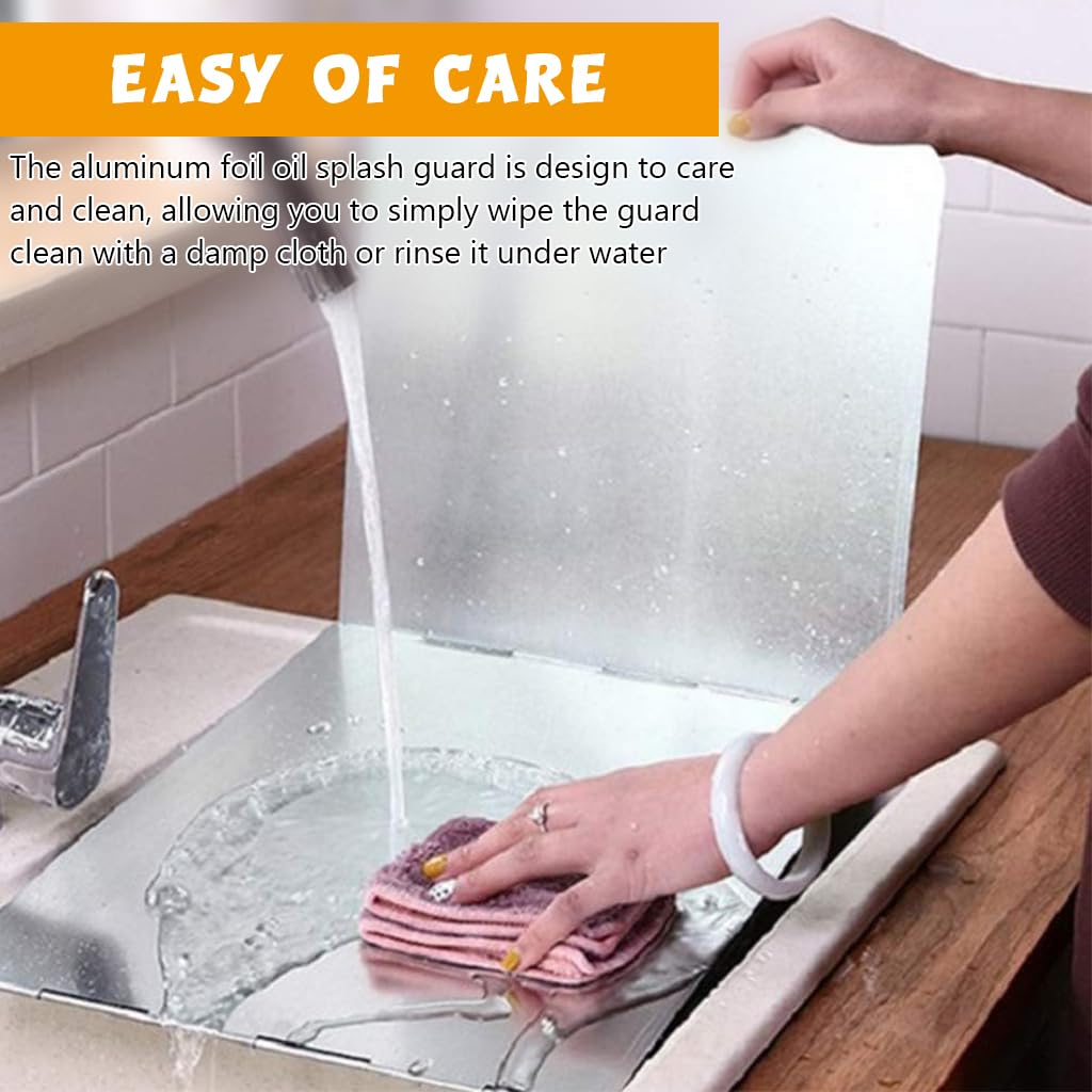 Supvox Kitchen Oil Splash Guard for Single Stove with Triple Fold Design and 38.5x29x30cm Aluminum Foil | Easy Clean Reusable Cooking Shield