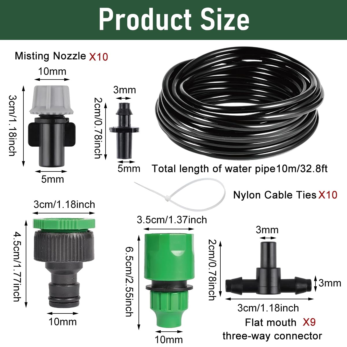 HASTHIP Automatic Garden Watering System with 10M Drip Pipe and 10 Tee Connectors | Outdoor Irrigation Kit for Plants