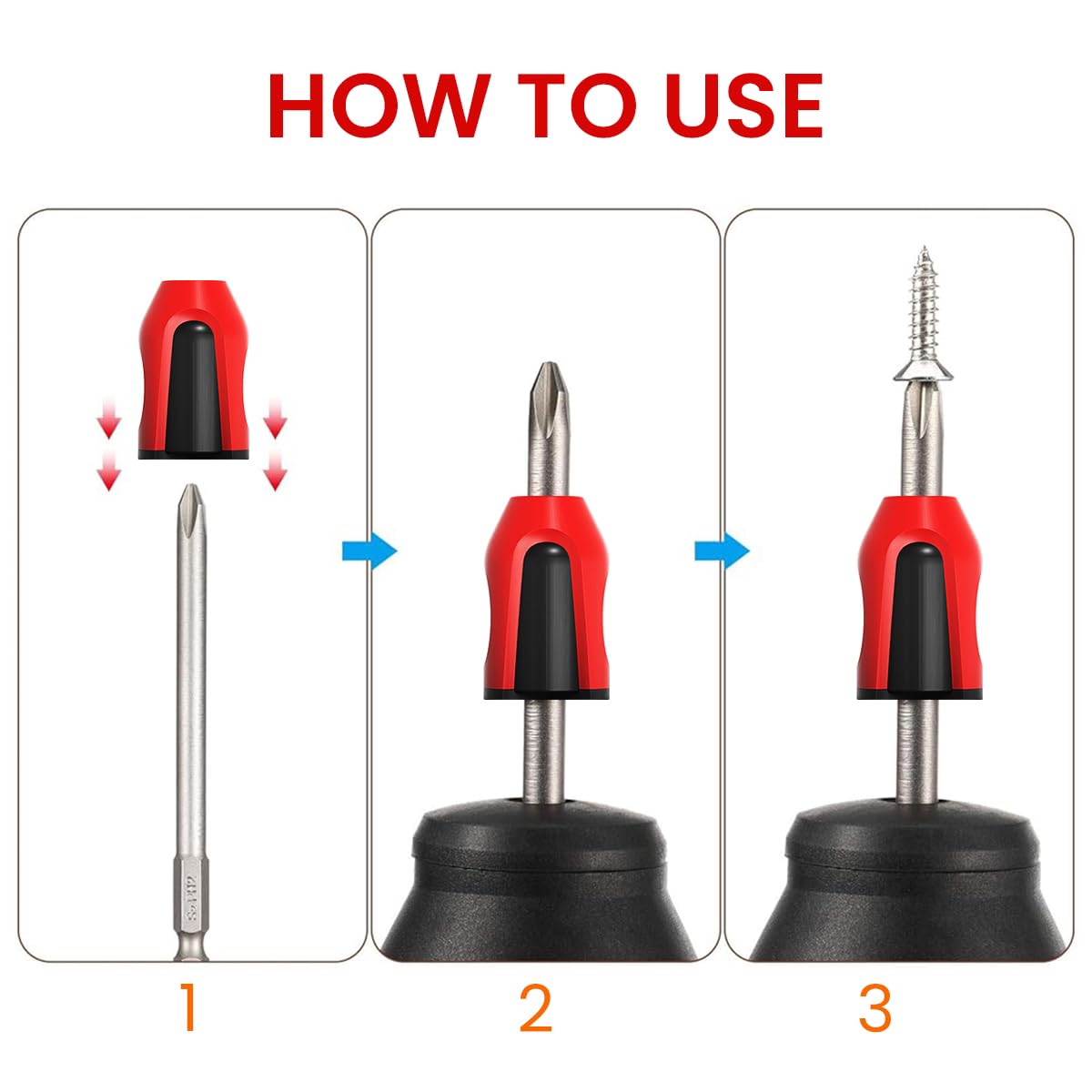 Serplex Screwdriver Bits Magnetizer Kit with 4 Rings and 1 Holder for Electric Drill Use | Plastic Magnetic Rings for DIY and Repair Tasks