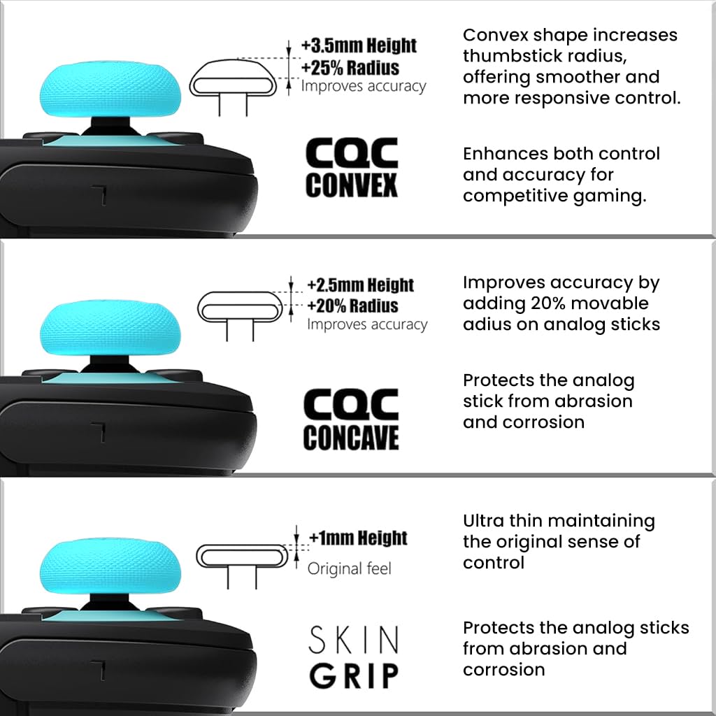ZORBES Thumb Grips for Switch Joy-Con featuring 3 Pairs Anti-Slip Silicone Caps | Enhanced Gaming Control