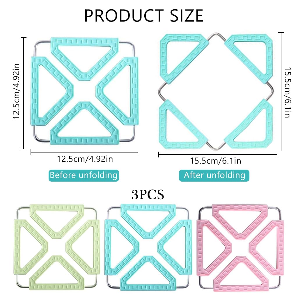 Supvox Silicone Trivet Mat Set for Hot Cookware featuring 4 PPR Triangles & Metal Frame | 3Pcs