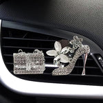 STHIRA® Car Air Vent Decoration, 2Pcs Sparkly Rhinestone Crystal High Heel Shoe Bag Car Air Vent Clip-on Charm Air Fresheners Car Interior Decor Car Hanging Accessories, Car Interior Decoration Gift for Women