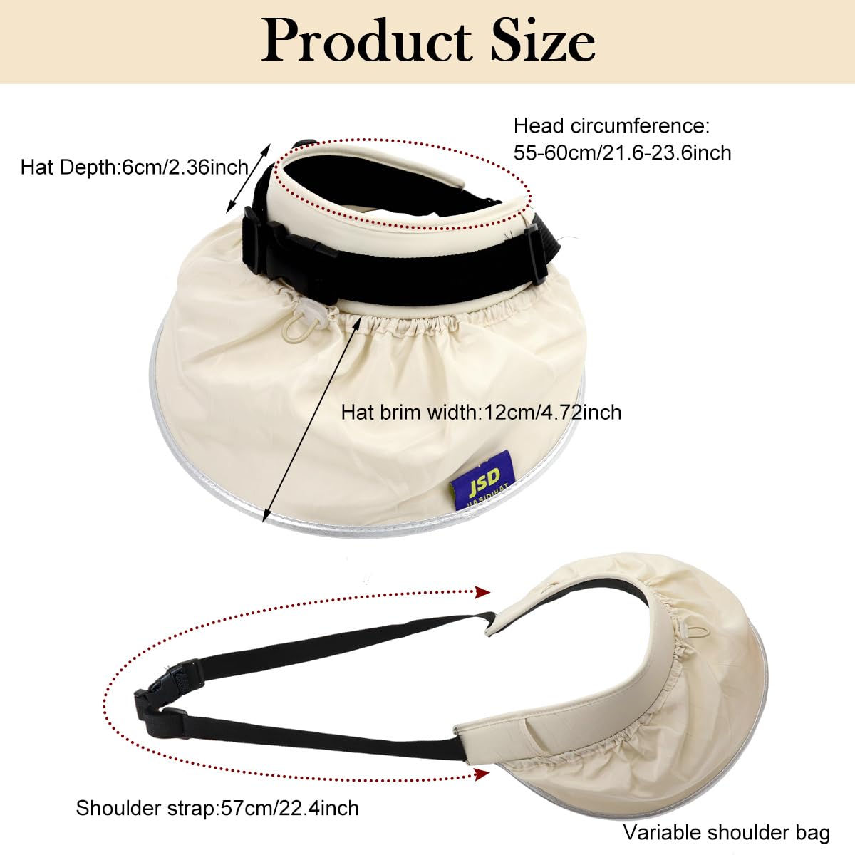 SANNIDHI Summer Caps for Women with 2 in 1 Sun Visor Cap and Handbag | Beige UPF 50+ Hat