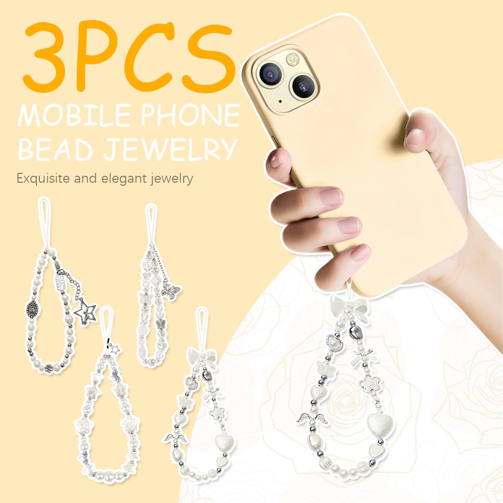 ZORBES Cell Phone Charms for Girls with Pearl Butterfly Bow and Star Design | 4Pcs Set
