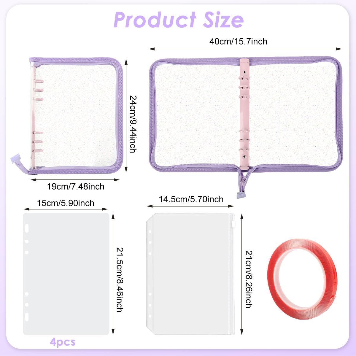 MAYCREATE Press On Nail Organizer with 4 Insert Pages for Nail Display and Storage | Purple