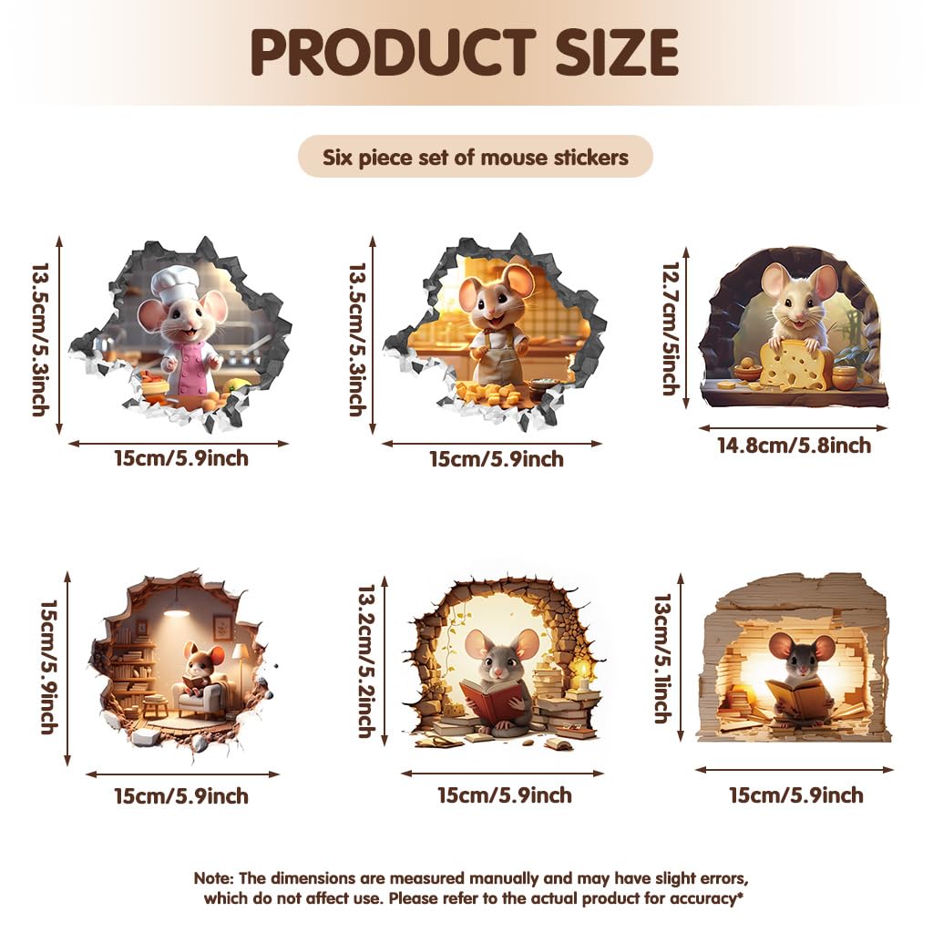 HASTHIP 3D Cartoon Wall Stickers for Kids Rooms with Waterproof Peel and Stick Design | 6Pcs 5.9 in Removable Decals