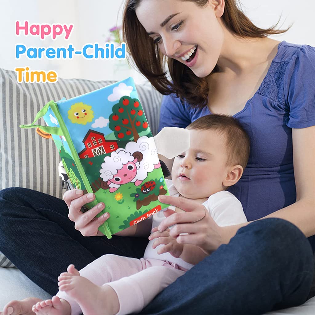 PATPAT Baby Cloth Book for 3–18 Months with 3D Jungle Animal Tails | Soft Sensory Toy