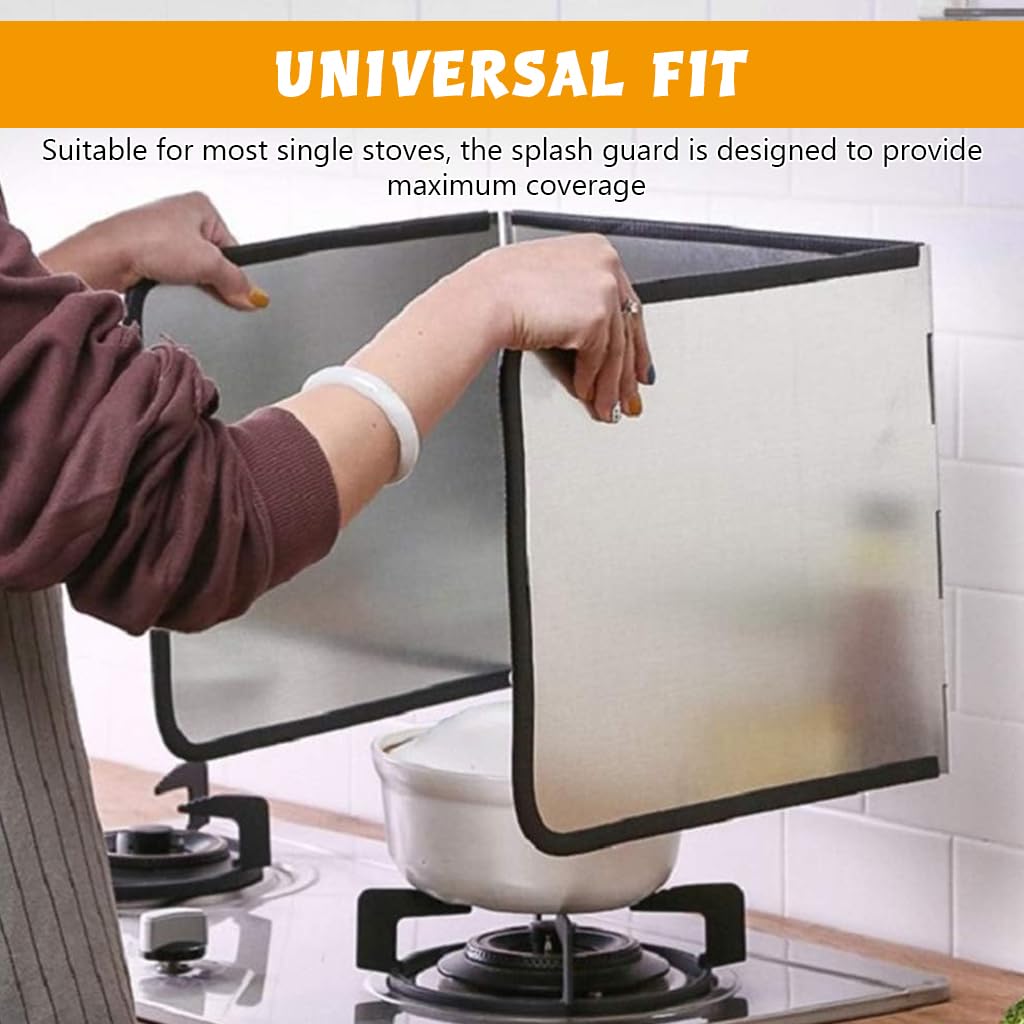 Supvox Kitchen Oil Splash Guard for Single Stove with Triple Fold Design and 38.5x29x30cm Aluminum Foil | Easy Clean Reusable Cooking Shield