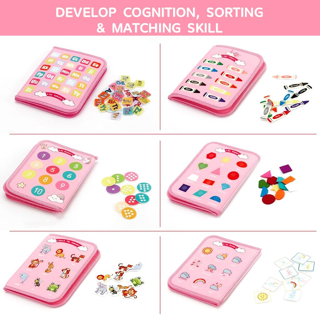 PATPAT Busy Board for Toddlers featuring Rainbow Unicorn Design for 1 2 3 4 Year Old Kids | Montessori Sensory Learning Toy