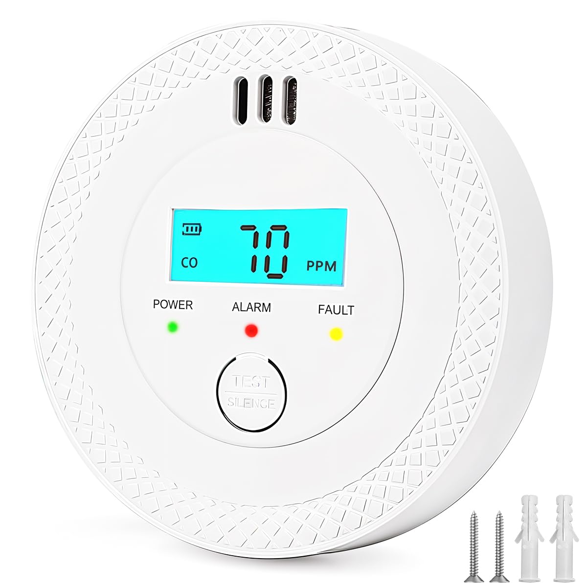 HASTHIP® LCD Carbon Monoxide Detector Alarm  Kitchen Safety Carbon Monoxide Detector 90dB Sound and Light Monoxide Leak Detector Monitor Alarm, Battery Not Included