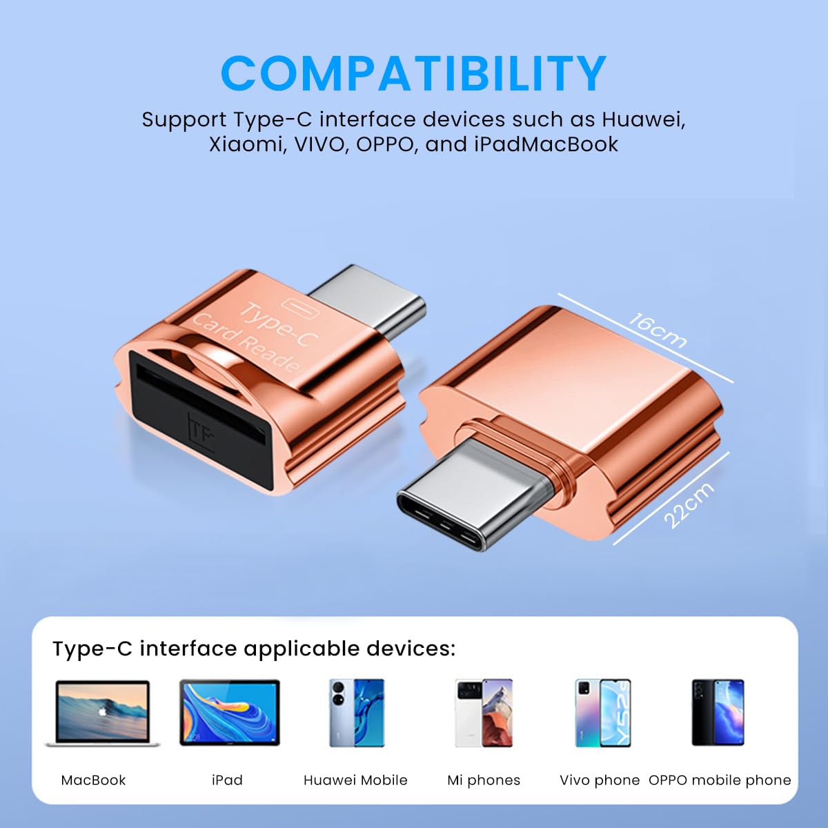 Verilux Micro SD Card Reader for Type C Devices with Keychain | 480 Mbps OTG Transfer