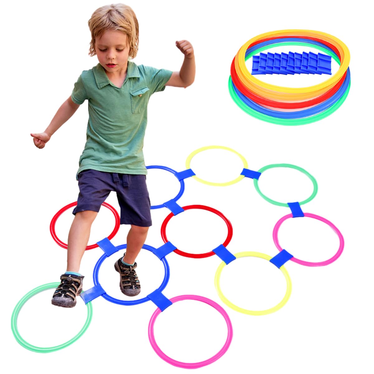 PATPAT® 10Pcs Color Ring for Hopscotch Game Connected Color Ring for Hopscotch Game Tossing Game Backyard Game Tool Party Favor Prop Outdoor Game Setup Balance Training Agility Training for Kids