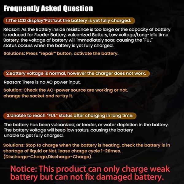 STHIRA® Fully Automatic Car Battery Charger 12V6A Trickle Maintainer Smart LCD Multifunctional Vehicle Lead Acid Charging Maintenance 3PCS