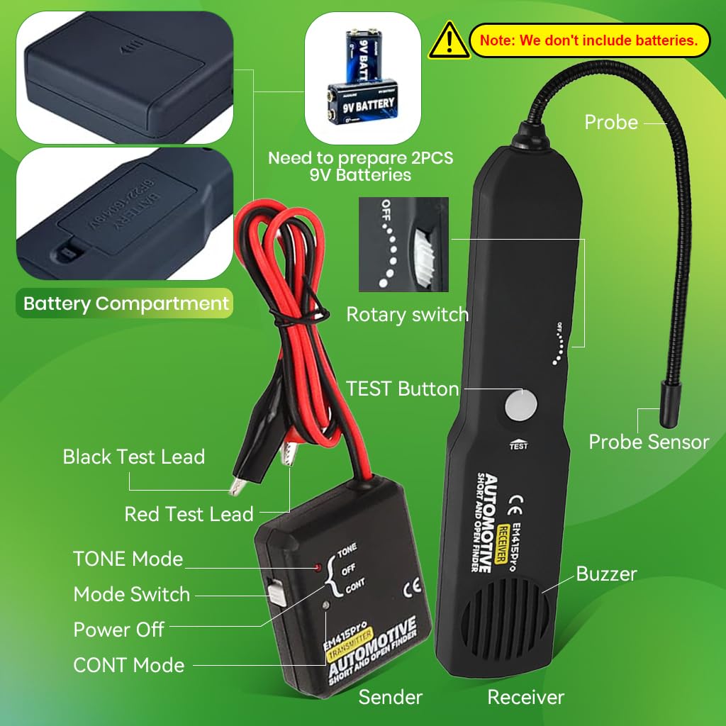 STHIRA Circuit Tracer for Automotive Short and Open Circuits with 7 in Flexible Probe | 6–42V DC Wire Tracker and Tester