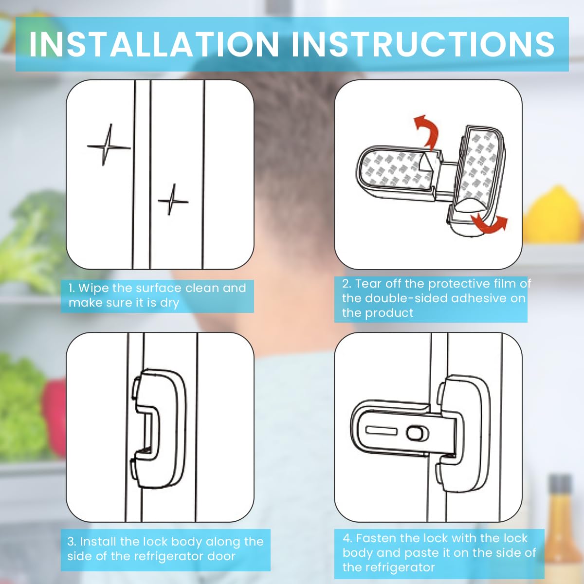 SNOWIE SOFT Fridge Lock for Child Safety with Sliding Button Mechanism and 190mm Plastic Design