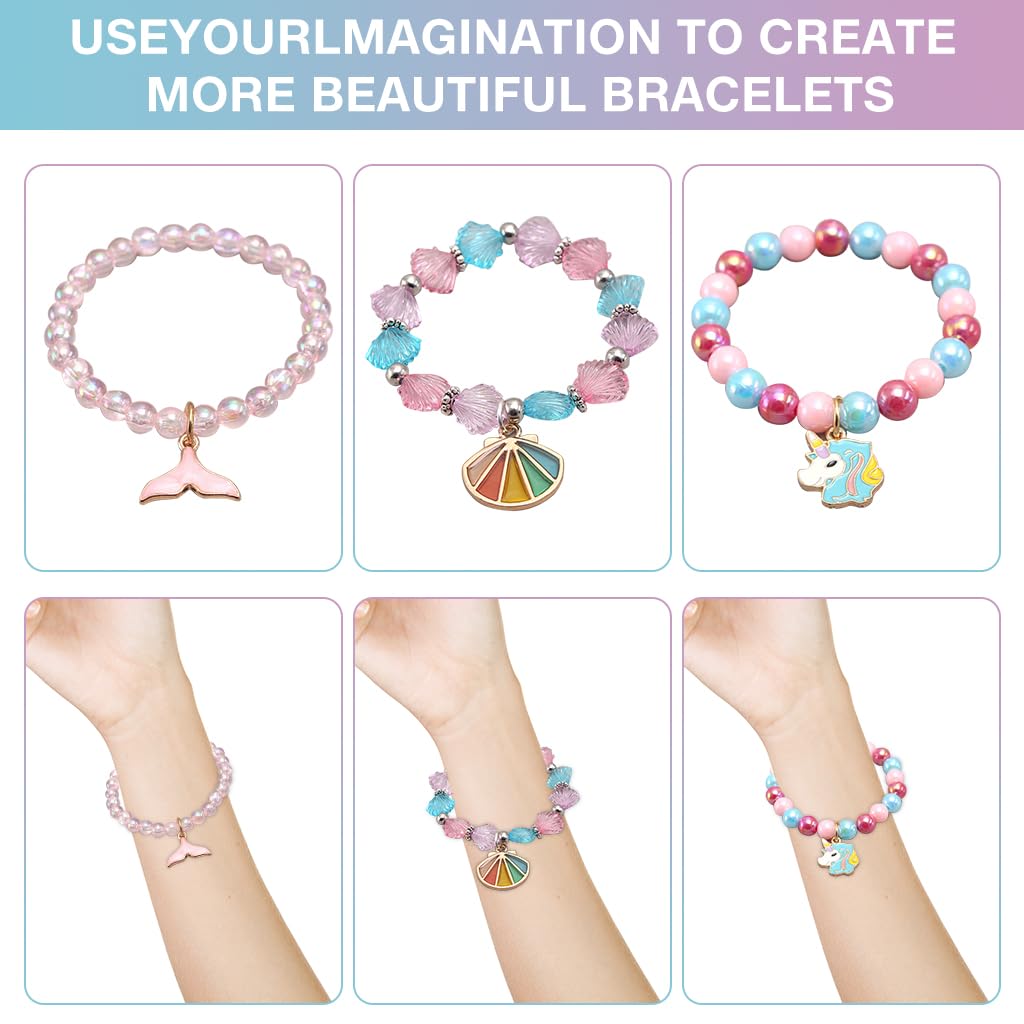 PALAY Beads Bracelet for Girls featuring Unicorn Mermaid Charms | 3 Pcs Friendship Gift Set