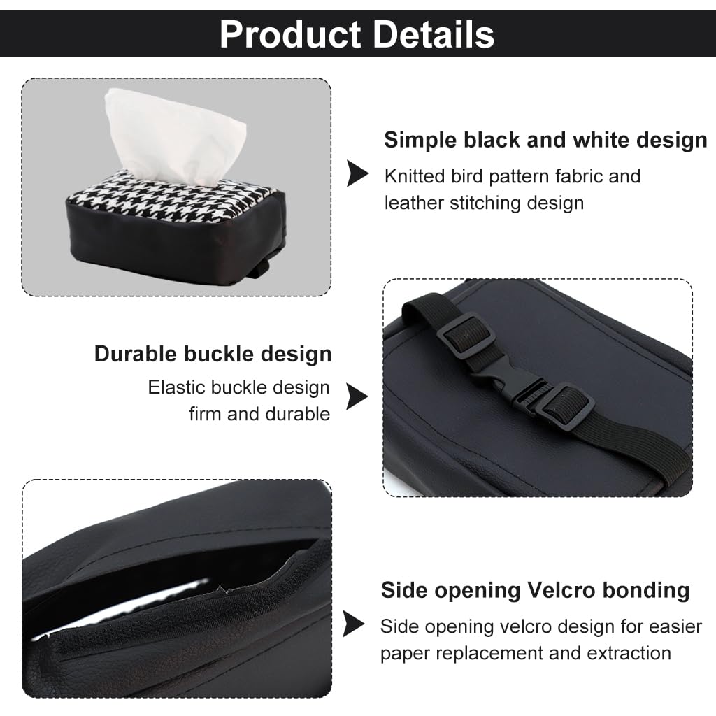 ZIBUYU Car Tissue Box Holder for Car Home and Office featuring Quick Release Buckle | Soft Plush 16×11 cm Organizer