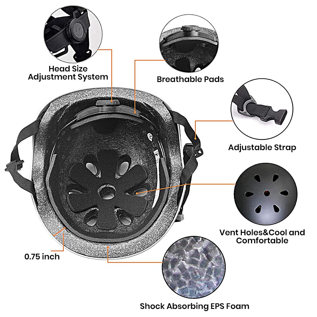 Proberos Helmet for Biking and Skating with Adjustable Chin Strap and EVA Foam Lining | Black