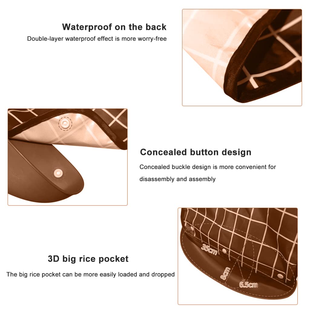 HANNEA Adult Bibs for Mealtime Protection with Leakproof Pocket | 63 x 35 cm Washable Brown