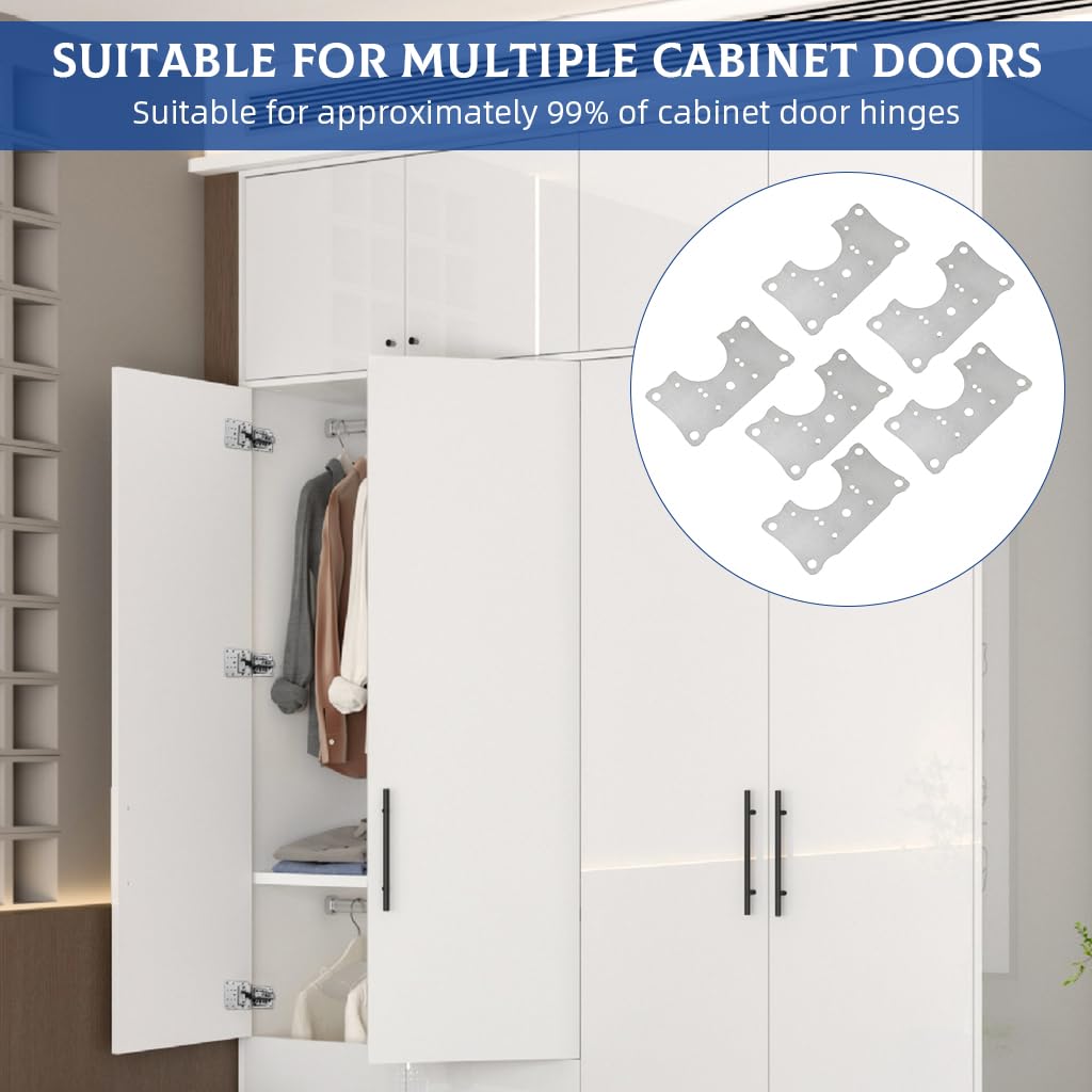 Serplex Cabinet Door Hinge Repair Kit with 6 Stainless Steel Plates and Screws | Easy Installation