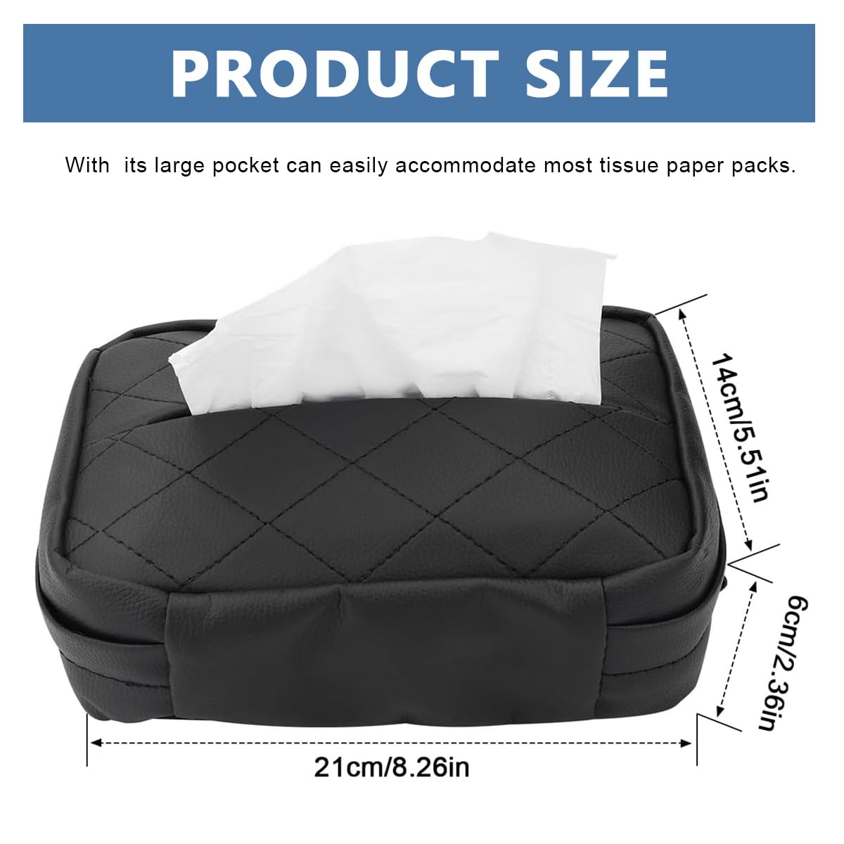 STHIRA Car Tissue Box for Backseat with Adjustable Strap and Quick Release Buckle | 21x12x06cm PU Leather Holder
