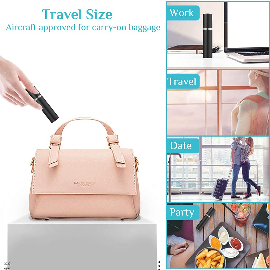 MAYCREATE Refillable Perfume Atomizer for Travel with Fine Spray Nozzle and Glass Bottle | 2PCS 5ml Black