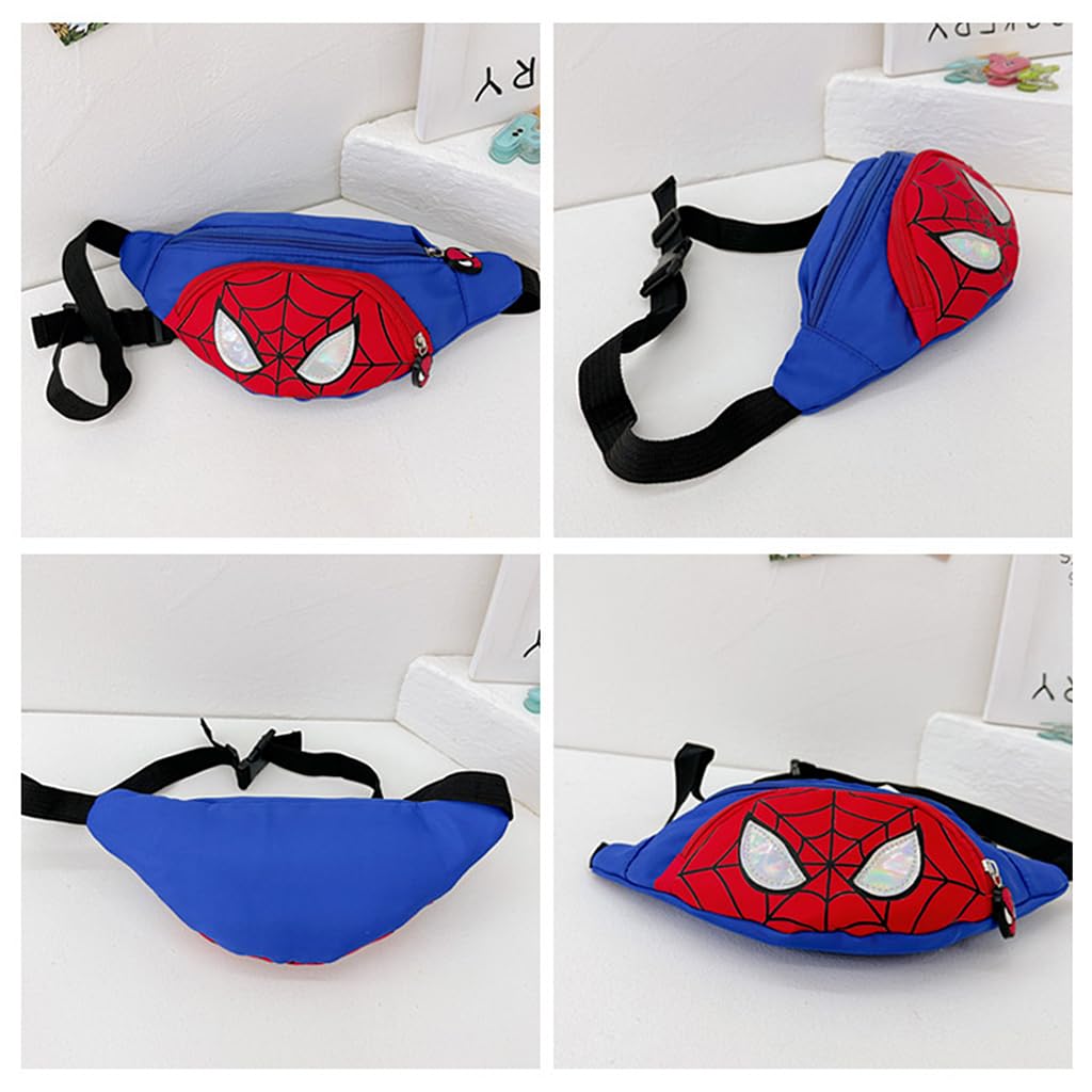 PALAY® Kids Chest Bag Cartoon Spider Man Print Bag for Kids Shoulder Bag Fanny Pack Crossbody Bag with Adjustable Quick Release Strap Travel Lightweight Bag for Kids Chrismast Gift for Kids, Blue