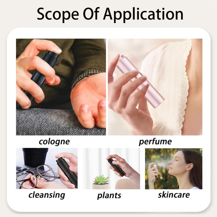 Zibuyu 8ml Empty Mini Perfume Refill Bottle for Travel with Twist Spray Design and Glass & Aluminum Body