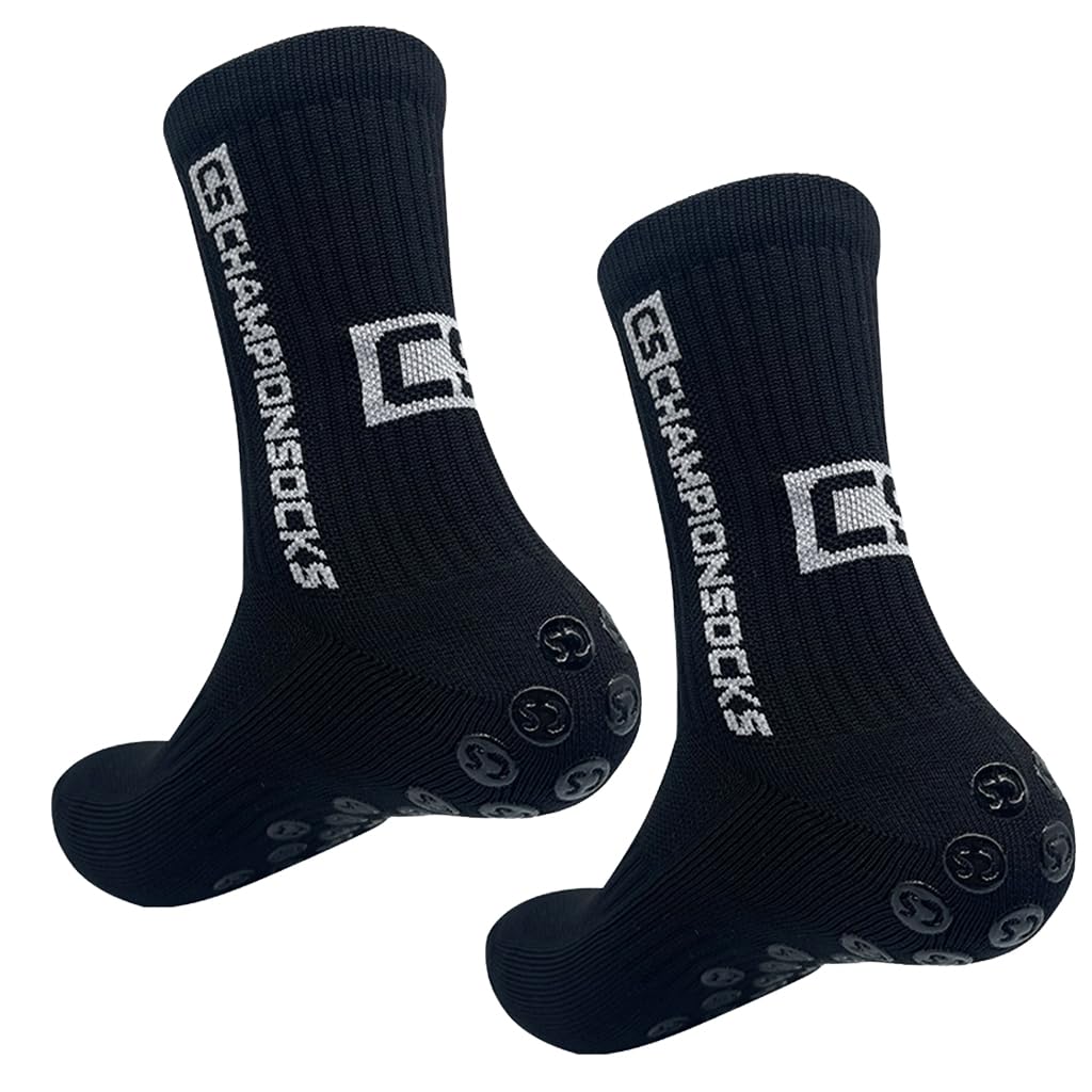 PROBEROS Football Socks for Adults and Youth featuring Silicone Grip Dots | Black