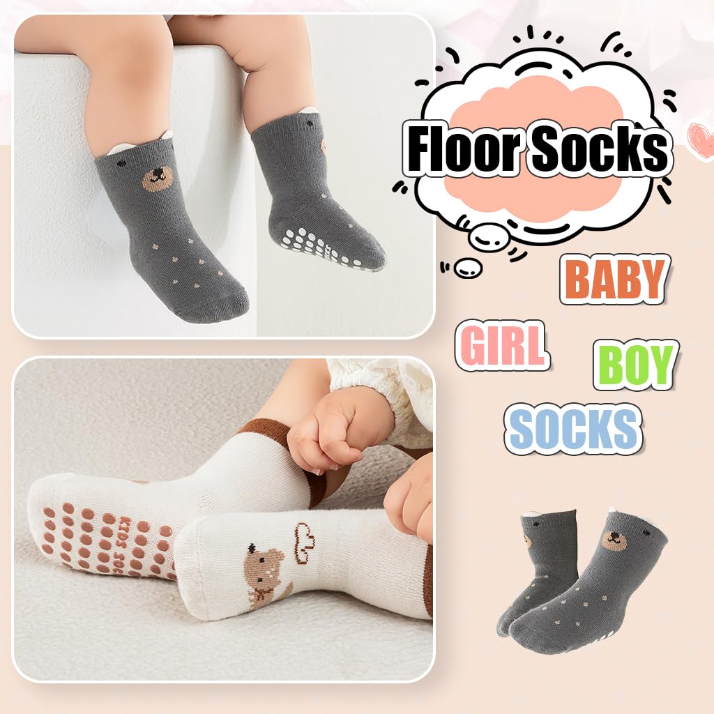SNOWIE SOFT Baby Socks Set 5 Pairs with Anti Slip Silicone Soles for Infants 0 12 Months