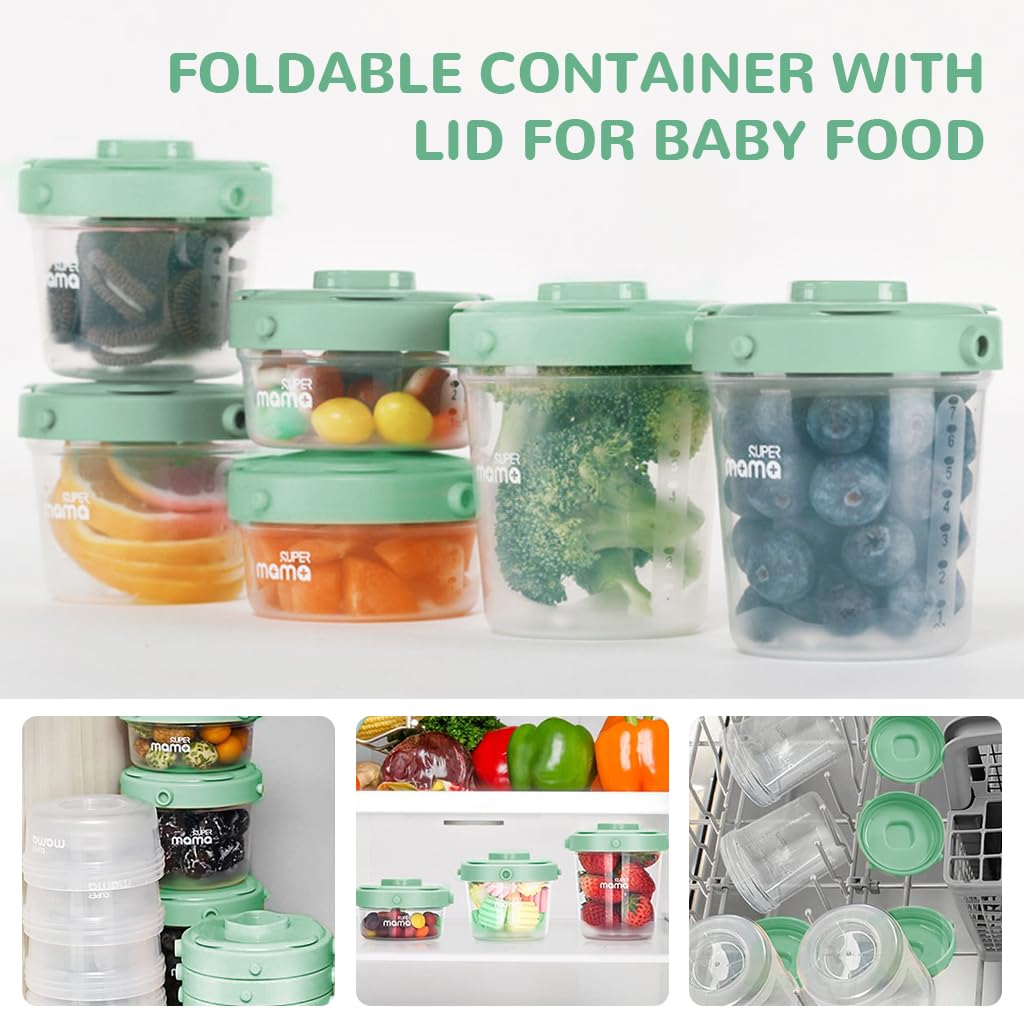 SNOWIE SOFT® Baby Food Storage Container with Lids 3 Sizes Kitchen Food Containers Food Grade BPA Free PP Food Containers Leakproof Baby Food Containers Freezer & Microwave Oven Safe, 60ml/120ml/200ml