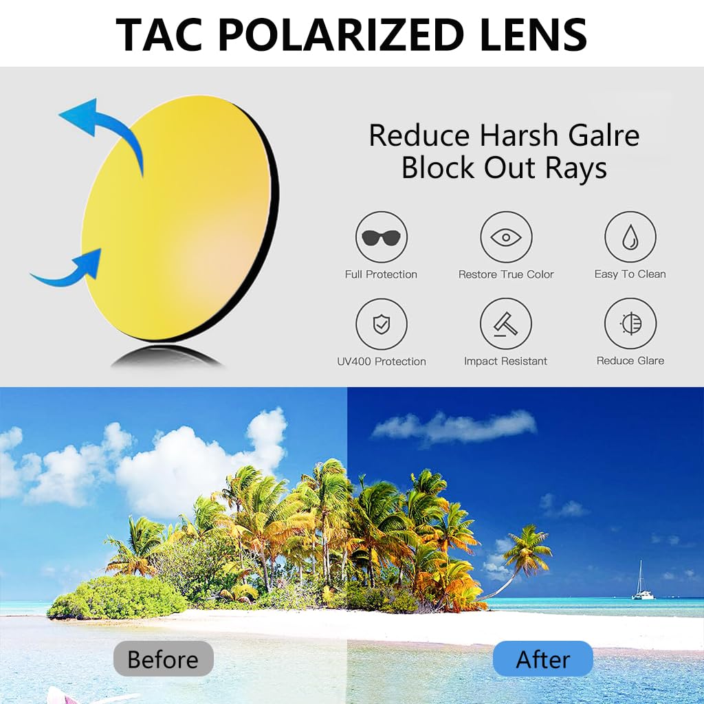 Proberos Clip On Sunglasses for Driving with Flip Up Design and 100% UV400 Protection | Includes Case and Wipe Cloth