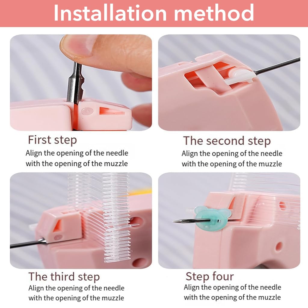 HASTHIP Quick Stitch Sewing Gun for Clothing Fixes with 660 Rubber Fasteners | Pink Portable Hemming Tool