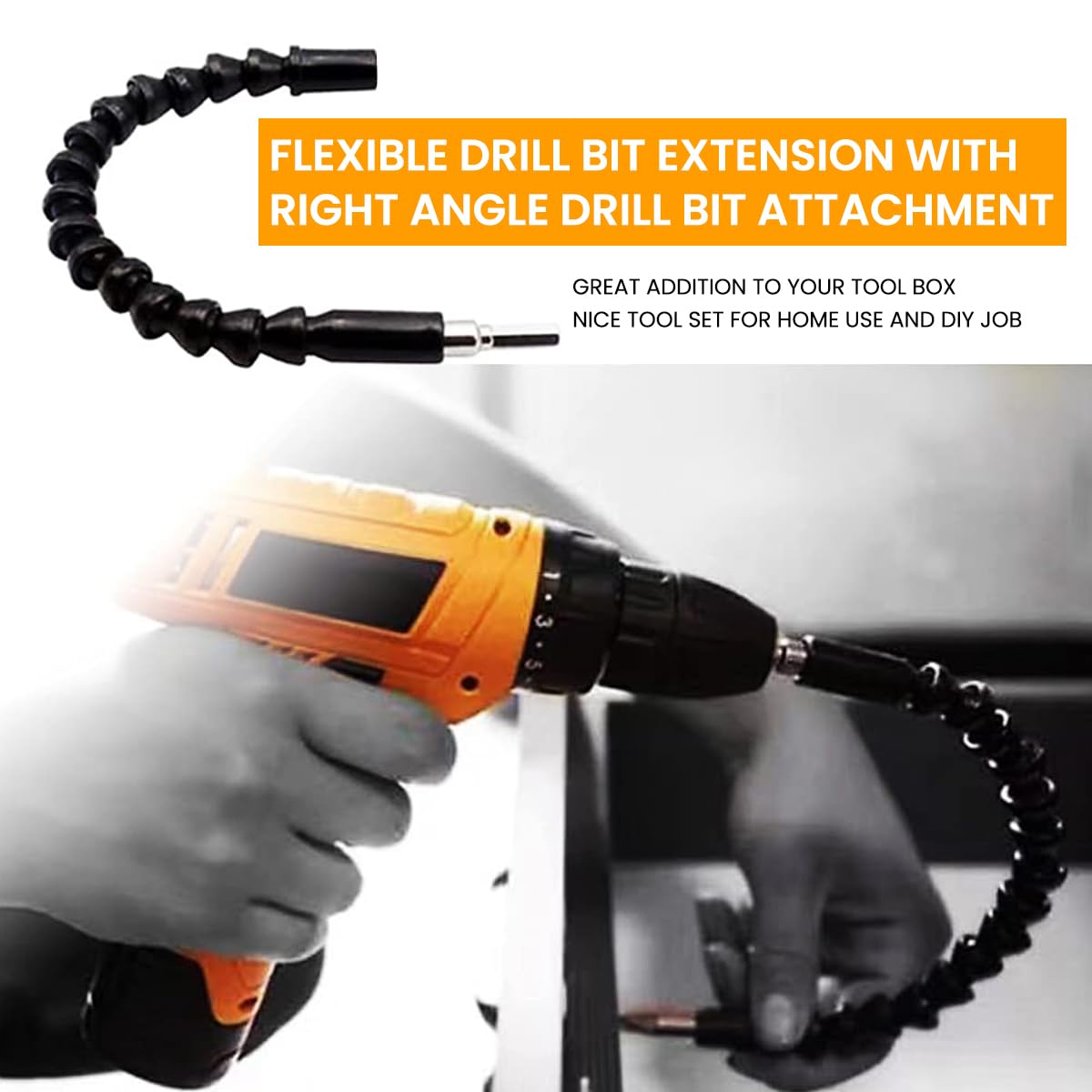 Serplex Flexible Drill Bit Extension Set with 14 pcs Accessories featuring 11.6 in Shaft | 90° and 105° Angled Attachments